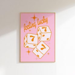 Pink And Orange Wall Art Funky Lucky You Poster