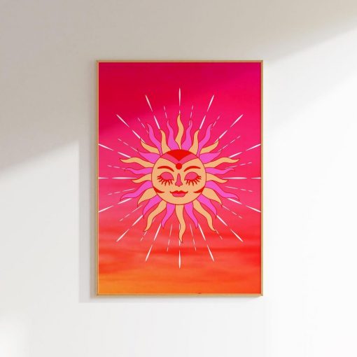 Sun Wall Art Hot Pink Poster