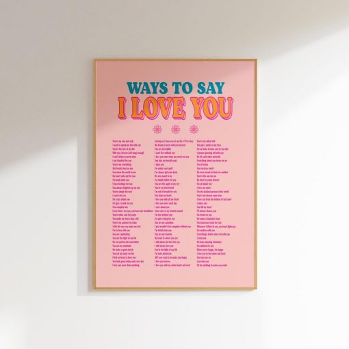 Ways To Say I Love You Pink Orange Wall Art Poster