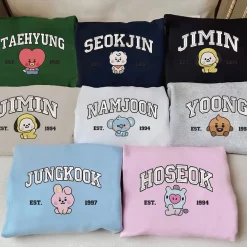 BTS/BT21 Member Group Embroidered Sweatshirt – Gift For Army Fandom