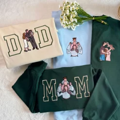 Custom Mom Dad Photo Embroidered Sweatshirt, Hoodie, T-shirt