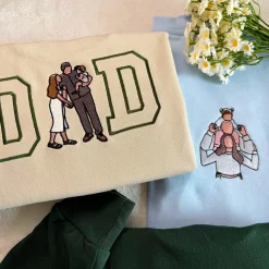 Custom Mom Dad Photo Embroidered Sweatshirt, Hoodie, T-shirt