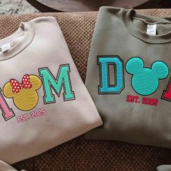 Mom Dad Mickey Mouse Embroidered Sweatshirt