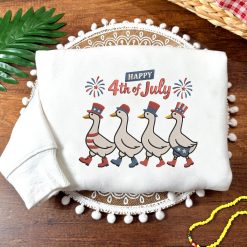 Adorable Silly Goose 4th of July Embroidered Sweatshirt, Hoodie, T-shirt