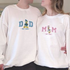 Dad & Mom Disney Cartoon Matching Donald Duck Embroidered Sweatshirt, Hoodie, T shirt3