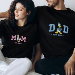 Dad & Mom Disney Cartoon Matching Donald Duck Embroidered Sweatshirt, Hoodie, T shirt4