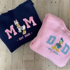 Dad & Mom Disney Cartoon Matching Donald Duck Embroidered Sweatshirt, Hoodie, T shirt6