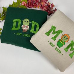 Dad & Mom Matching Shrek & Fiona Embroidered Sweatshirt, Hoodie, T-shirt
