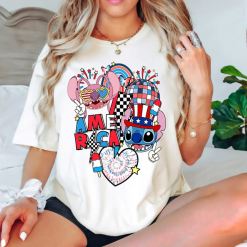 Disney Stitch 4th of July Embroidered Sweatshirt, Hoodie, T-shirt