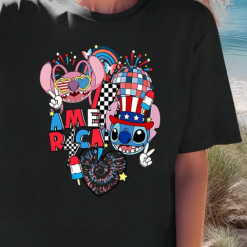 Disney Stitch 4th of July Embroidered Sweatshirt, Hoodie, T-shirt