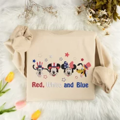Mickey & Friends Independence Day 4th of July Embroidered Sweatshirt, Hoodie, T-shirt