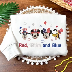 Mickey & Friends Independence Day 4th of July Embroidered Sweatshirt, Hoodie, T-shirt