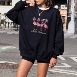 Hello Summer Flamingo Embroidered Sweatshirt, Hoodie, T shirt4