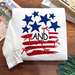 Independence Stars & Bow 4th of July Embroidered Sweatshirt, Hoodie, T-shirt