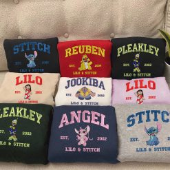 Lilo & Stitch Characters Embroidered Sweatshirt, Hoodie, T-shirt