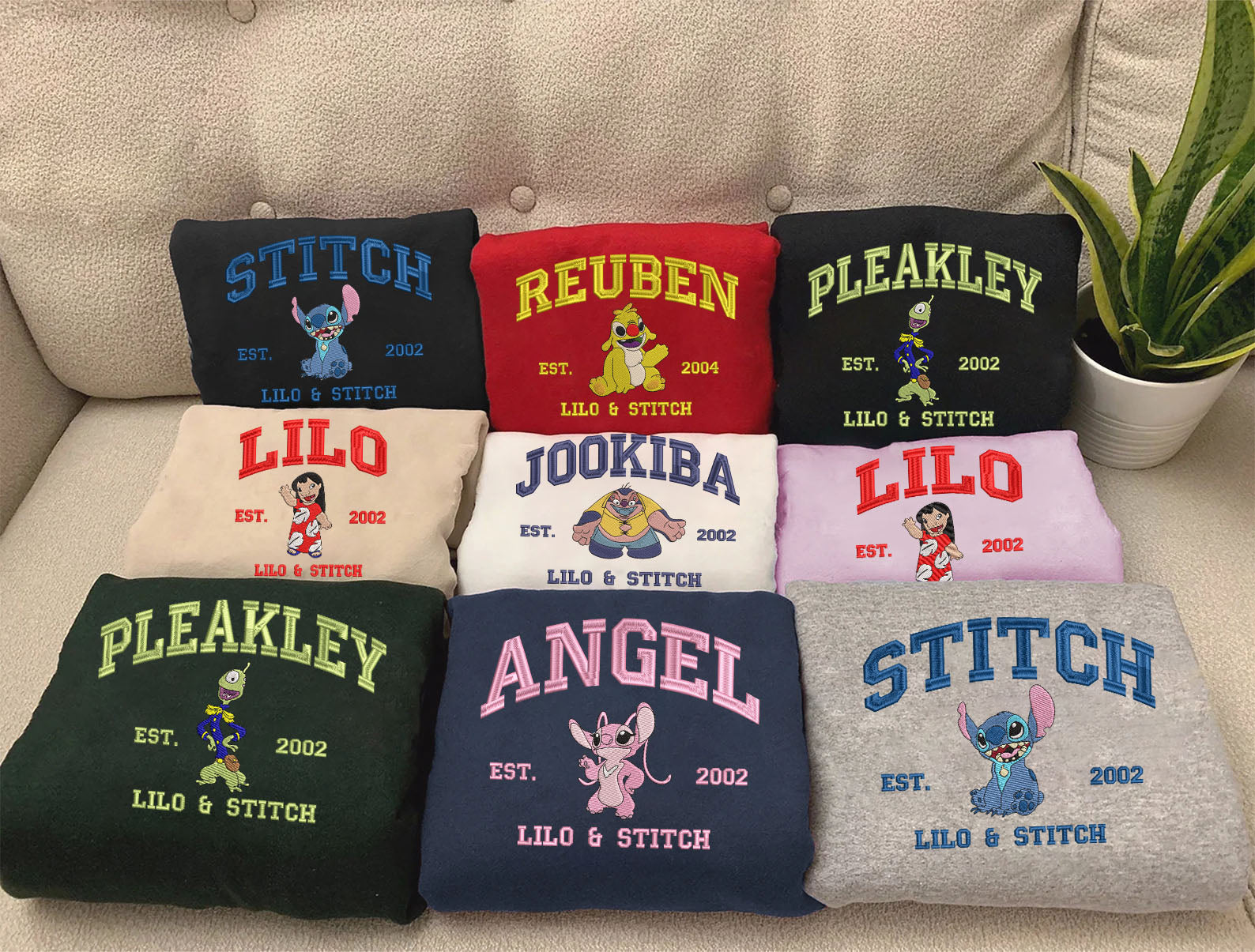 Lilo & Stitch Characters Embroidered Sweatshirt, Hoodie, T-shirt Lilo & Stitch Characters Embroidered Sweatshirt, Hoodie, T-shirt