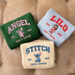 Lilo & Stitch Characters Embroidered Sweatshirt, Hoodie, T-shirt