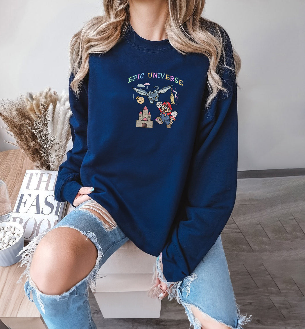 Mario Epic Universe Embroidered Sweatshirt, Hoodie, T-shirt Mario Epic Universe Embroidered Sweatshirt, Hoodie, T-shirt