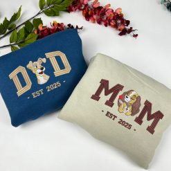Mom & Dad Personalized Family Embroidered Sweatshirt, Hoodie, T-shirt