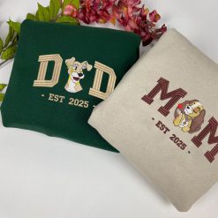 Mom & Dad Personalized Family Embroidered Sweatshirt, Hoodie, T-shirt