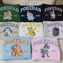 PokeDad Pokemon Characters Embroidered Sweatshirt, Hoodie, T-shirt