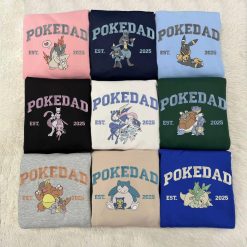 PokeDad Pokemon Characters Embroidered Sweatshirt, Hoodie, T-shirt