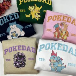 PokeDad Pokemon Characters Embroidered Sweatshirt, Hoodie, T shirt4