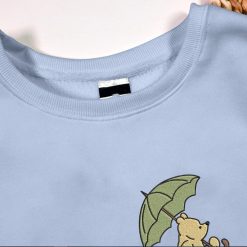 Pooh Green Umbrella Funny Ducklings Embroidered Sweatshirt, Hoodie, T shirt4