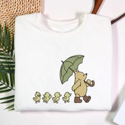 Pooh Green Umbrella Funny Ducklings Embroidered Sweatshirt, Hoodie, T shirt5