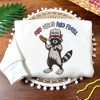 White & Feral Raccoon Independence Day Embroidered Sweatshirt, Hoodie, T-shirt
