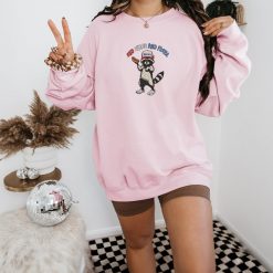 Red White & Feral Raccoon Funny 4th of July Embroidered Sweatshirt, Hoodie, T shirt5