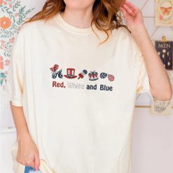 Red White and Blue Icons Patriotic 4th of July Embroidered Sweatshirt, Hoodie, T shirt5