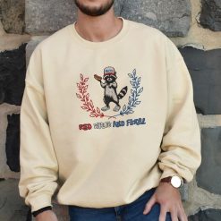 Red White and Feral Raccoon Independence Day Embroidered Sweatshirt, Hoodie, T shirt3