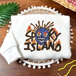 Spooky Island Retro Halloween Horror Vibes Embroidered Sweatshirt, Hoodie, T-shirt