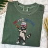 Red White & Feral Raccoon Funny 4th of July Embroidered Sweatshirt, Hoodie, T-shirt