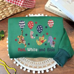 Winnie the Pooh Patriotic Independence Day Embroidered Sweatshirt, Hoodie, T-shirt