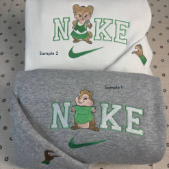 Alvin And The Chipmunks Theodore And Eleanor Couple Nike Embroidered Sweatshirts, Nike Matching Embroidery