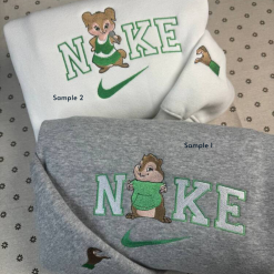 Alvin And The Chipmunks Theodore And Eleanor Couple Nike Embroidered Sweatshirts, Nike Matching Embroidery