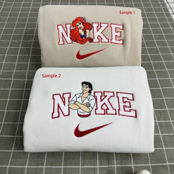 Ariel And Prince Eric The Little Mermaid Disney Nike Embroidered Sweatshirts, Nike Embroidery Matching