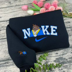 Belle And Beast Nike Embroidered Sweatshirts, Nike Matching Embroidered Hoodies