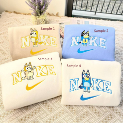 Bluey Family Nike Embroidered Sweatshirts, Gift For Mom, Gift For Dad, Bluey Nike Embroidery