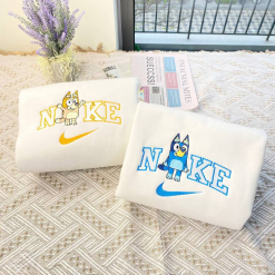 Bluey Family Nike Embroidered Sweatshirts, Gift For Mom, Gift For Dad, Bluey Nike Embroidery