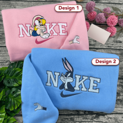 Bugs Bunny And Lola Nike Couple Embroidered Sweatshirts, Nike Couple Embroidered Hoodies
