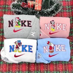 Christmas Mickey Minnie Daisy And Donald Disney Nike Embroidered Sweatshirts, Christmas Embroidered Sweatshirts1