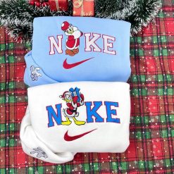 Christmas Mickey Minnie Daisy And Donald Disney Nike Embroidered Sweatshirts, Christmas Embroidered Sweatshirts2