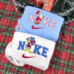 Christmas Mickey Minnie Daisy And Donald Disney Nike Embroidered Sweatshirts, Christmas Embroidered Sweatshirts