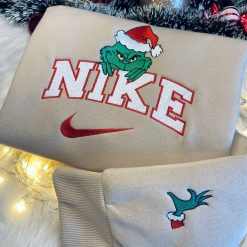 Christmas Nike Grinch Couple Embroidered Sweatshirt, Nike Matching Embroidered Hoodies4