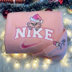 Christmas Nike Grinch Couple Embroidered Sweatshirt, Nike Matching Embroidered Hoodies6