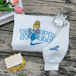 Cinderella And Prince Charming Nike Couple Embroidered Sweatshirts, Nike Couple Embroidered Hoodies (2)