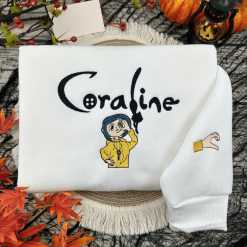 Coraline And Wybie Couple Embroidered Sweatshirts, Hoodie, T-shirt